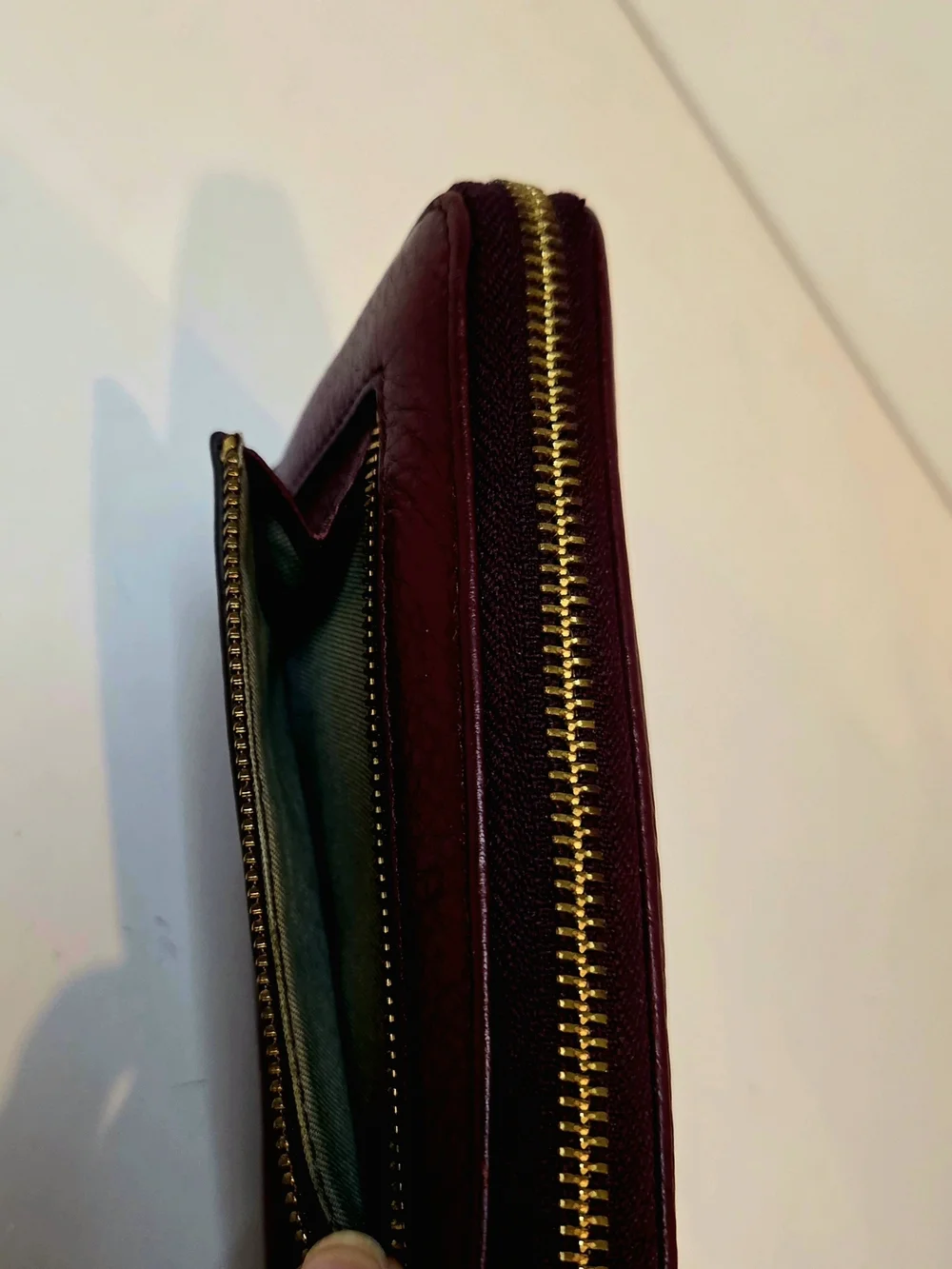 Fossil Wristlet Wallet Genuine Leather Pebbled Burgundy